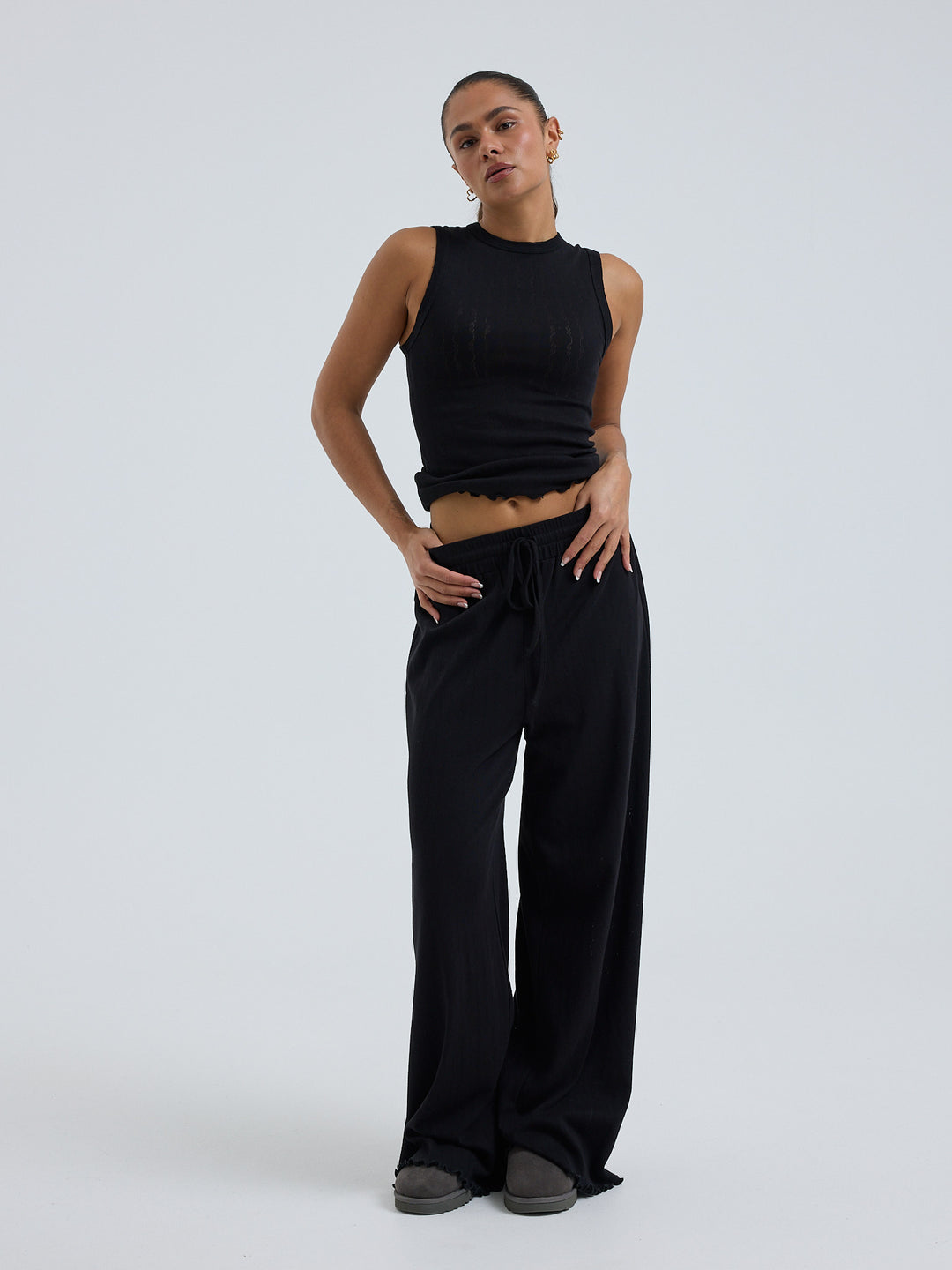 Jacquard Pants, Black