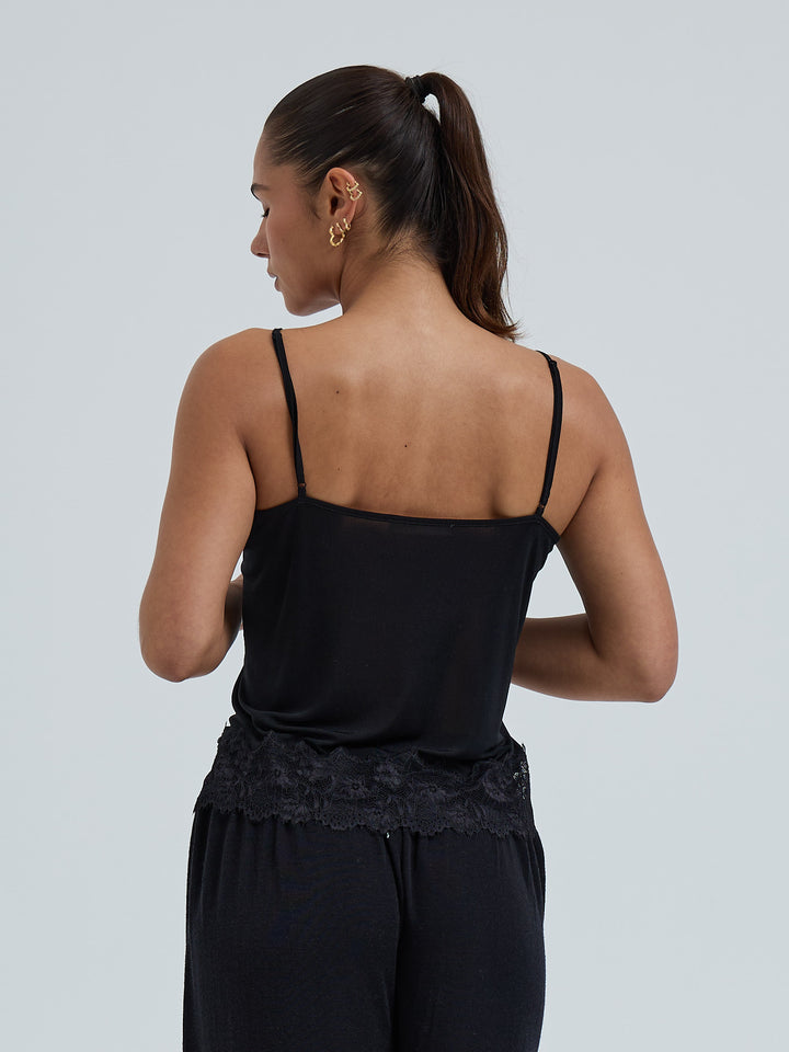 Silk Cami Romance - Black