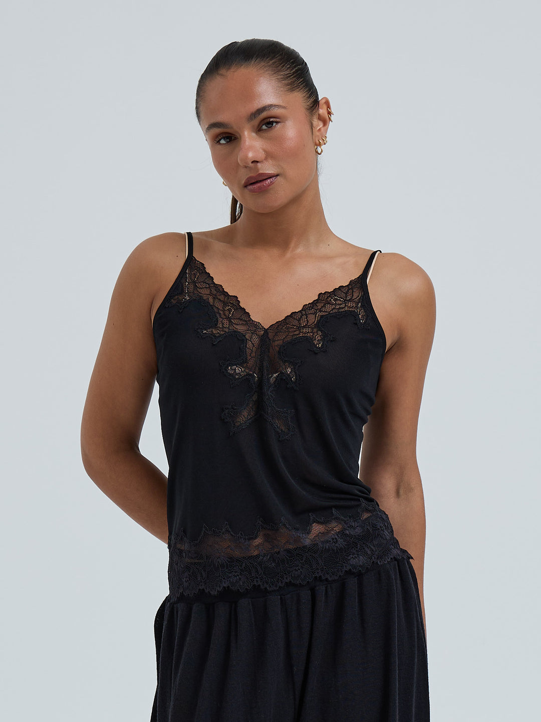 Silk Cami Romance - Black