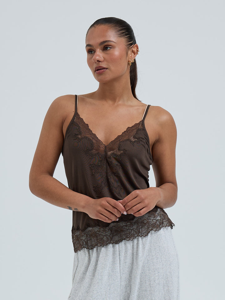 Silk Cami Romance - Umber Brown