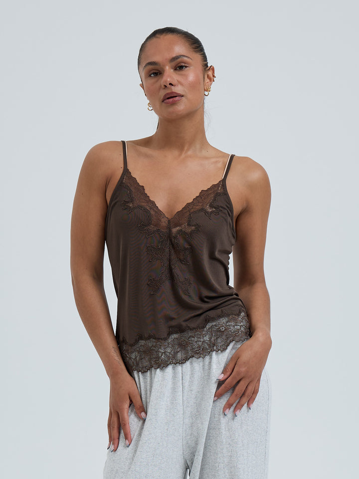 Silk Cami Romance - Umber Brown