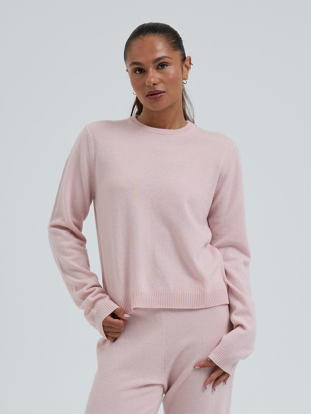 Wool Cashmere Crew Neck - Powder Pink