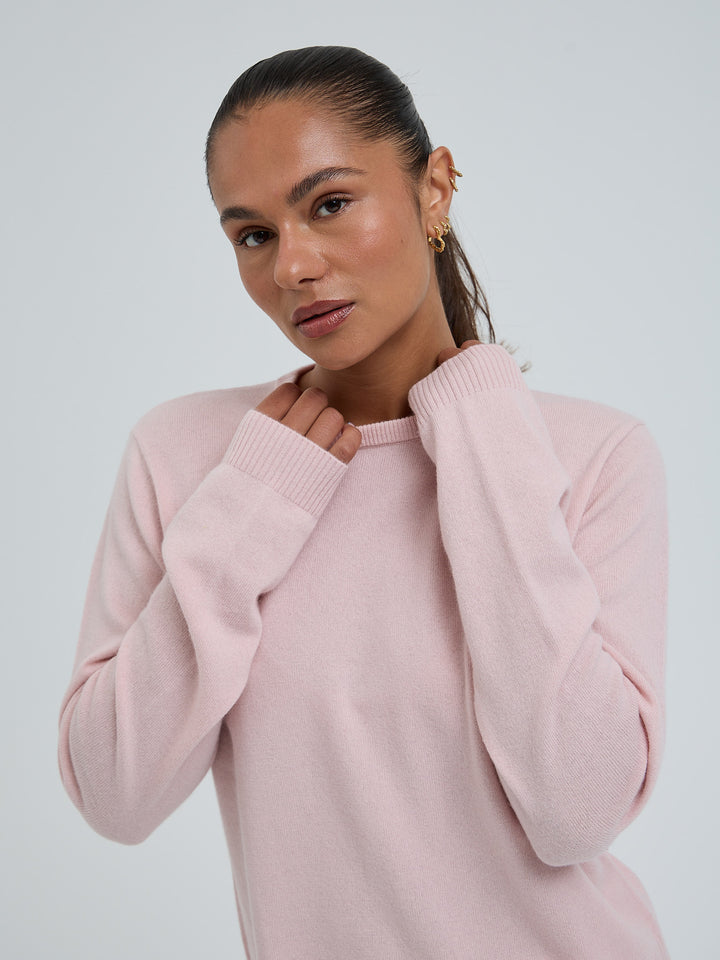 Wool Cashmere Crew Neck - Powder Pink