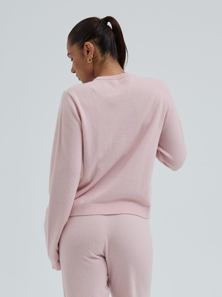 Wool Cashmere Crew Neck - Powder Pink