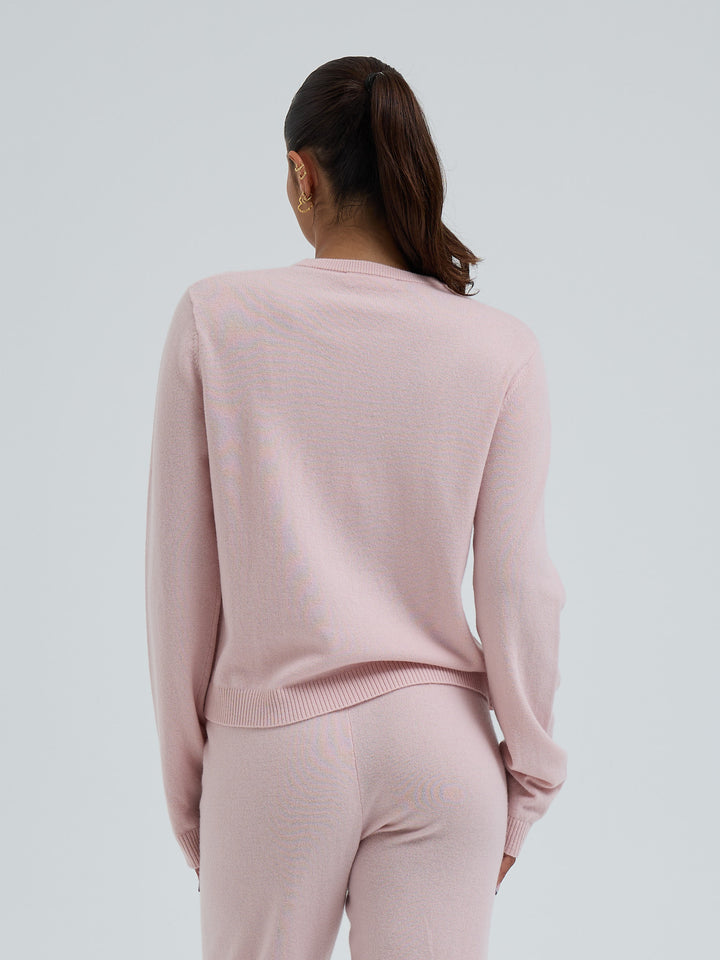 Wool Cashmere Crew Neck - Powder Pink
