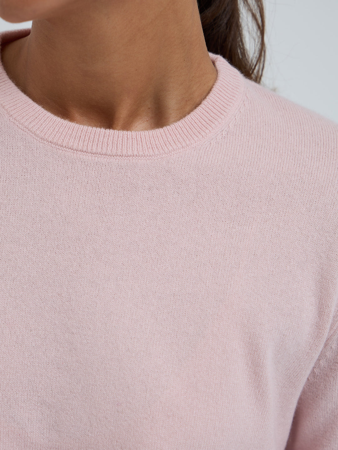 Wool Cashmere Crew Neck - Powder Pink