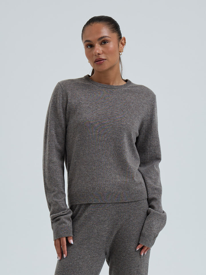 Wool Cashmere Crew Neck - Mushroom
