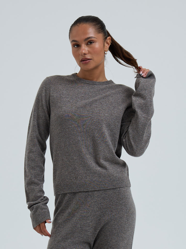 Wool Cashmere Crew Neck - Mushroom