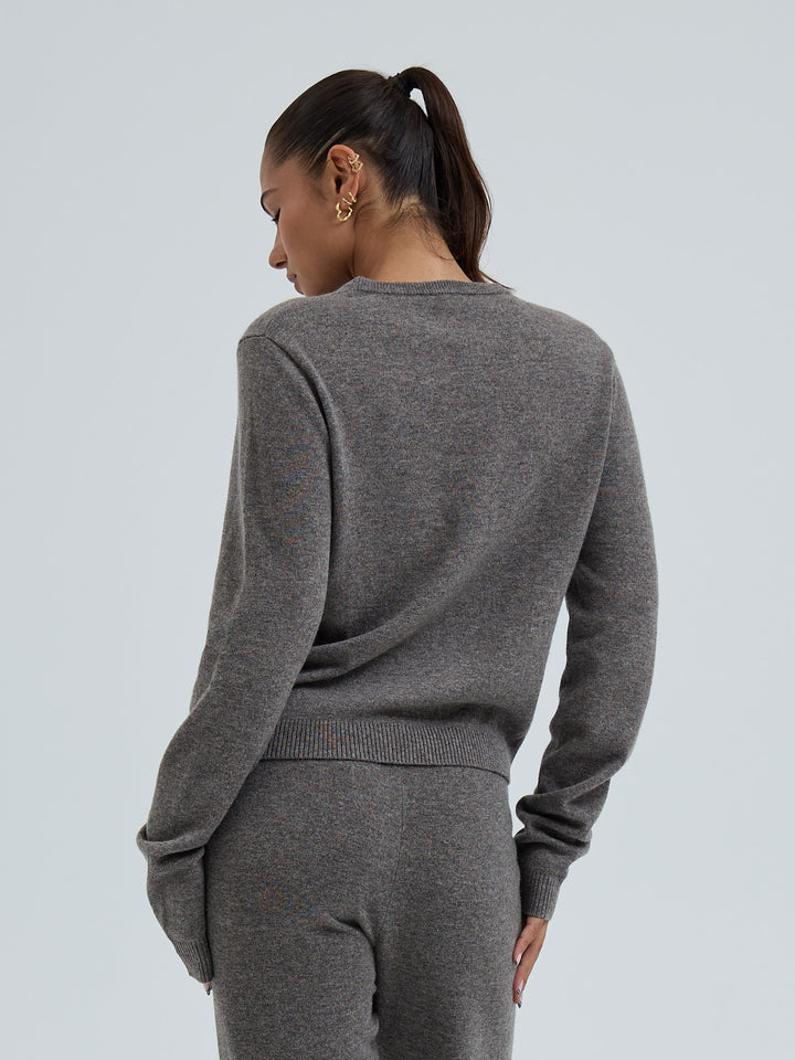 Wool Cashmere Crew Neck - Mushroom