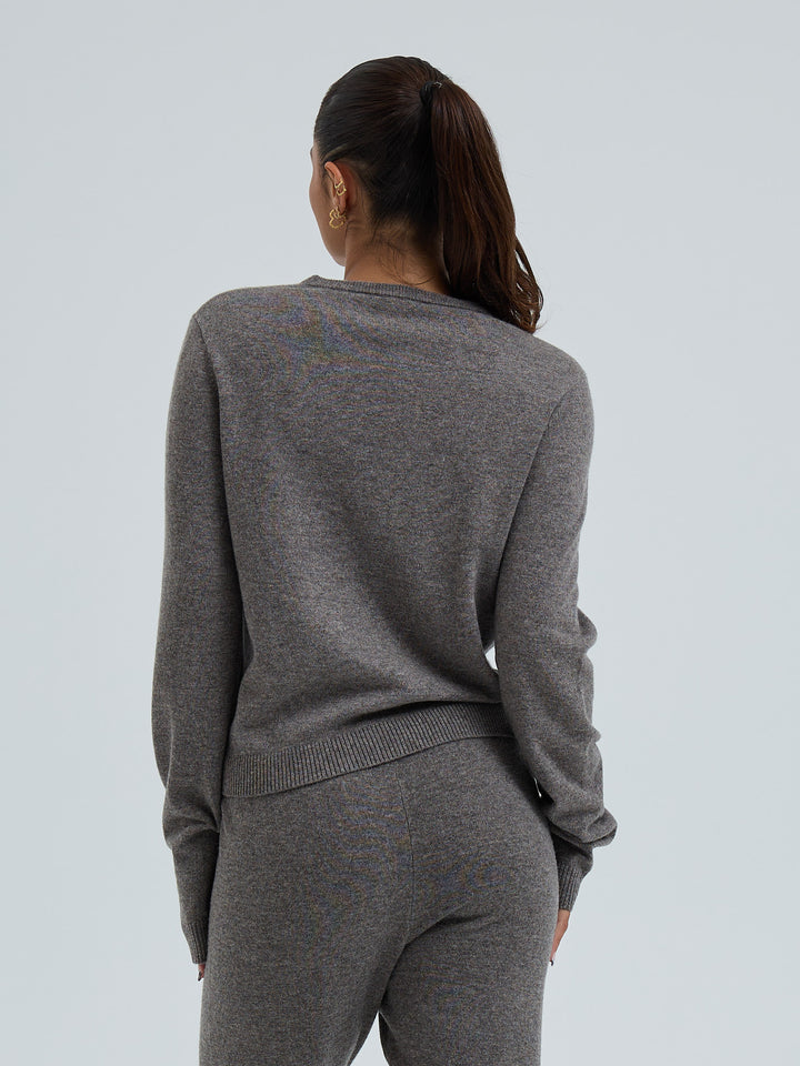 Wool Cashmere Crew Neck - Mushroom