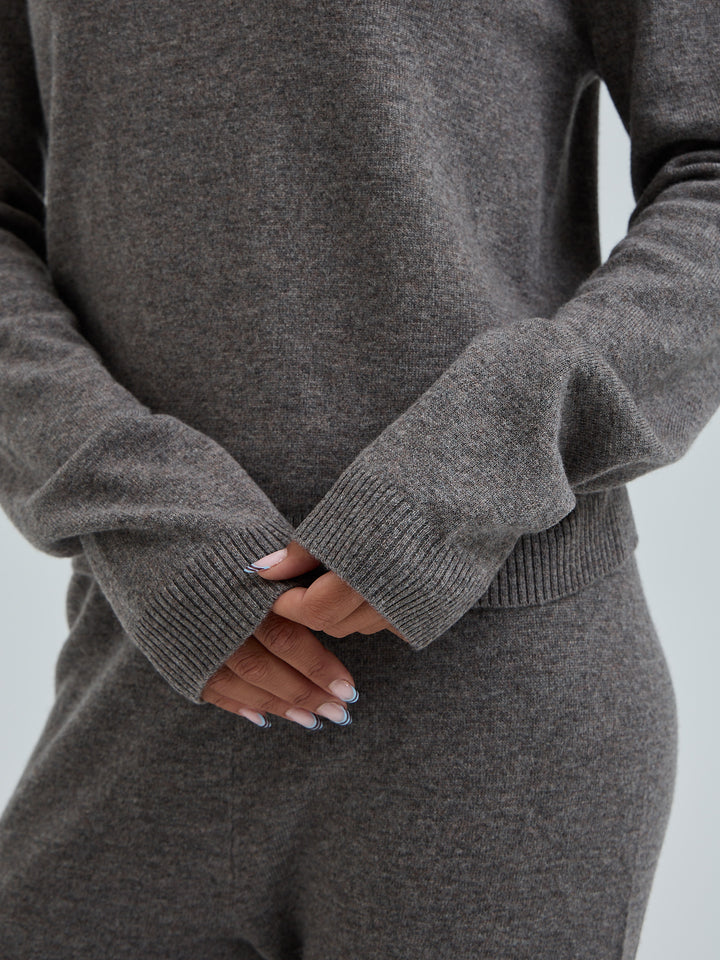 Wool Cashmere Crew Neck - Mushroom
