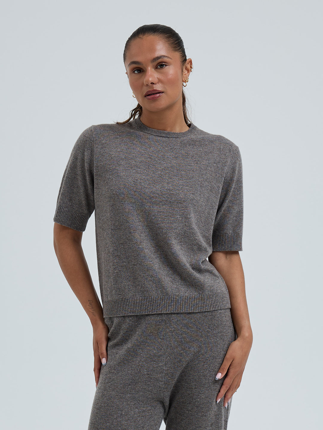 Wool Cashmere Classic T Sweater - Mushroom