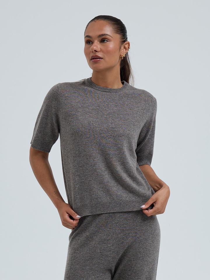 Wool Cashmere Classic T Sweater - Mushroom