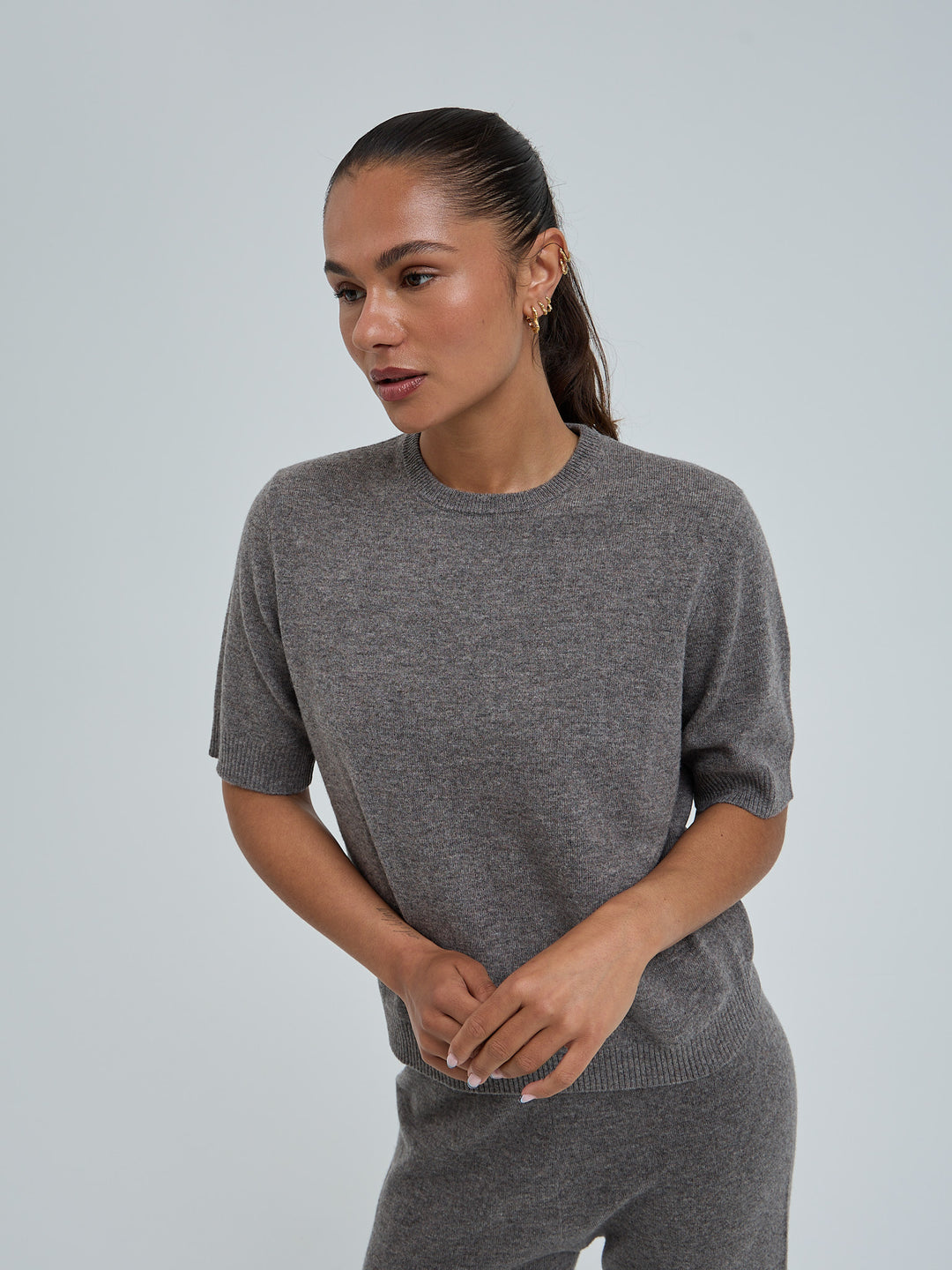 Wool Cashmere Classic T Sweater - Mushroom