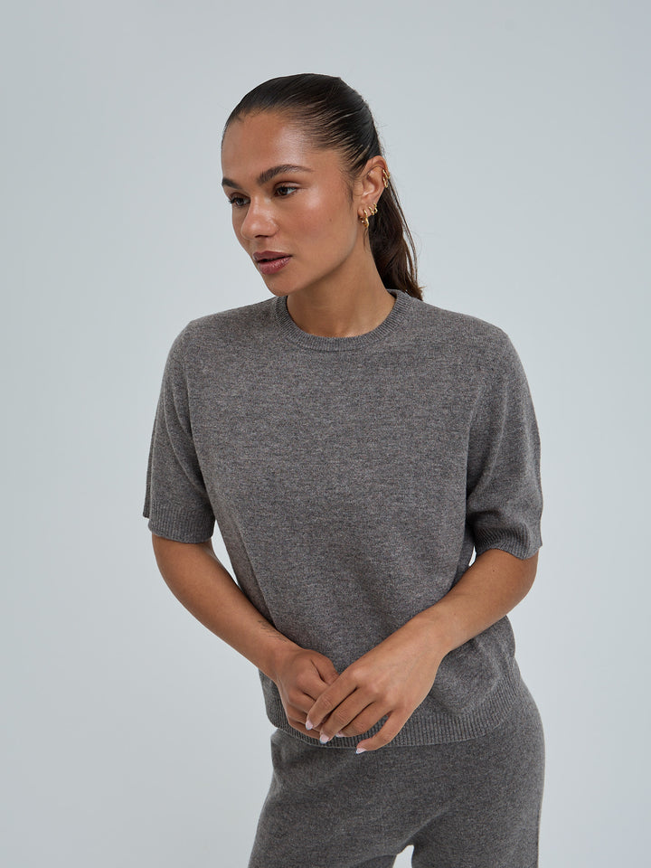 Wool Cashmere Classic T Sweater - Mushroom