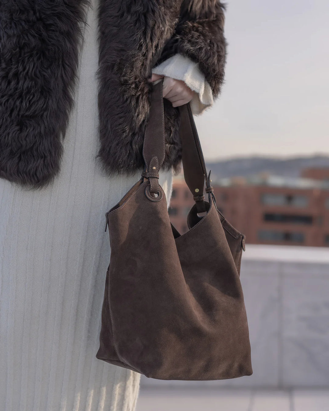 Soho Suede Tote Bag, Black