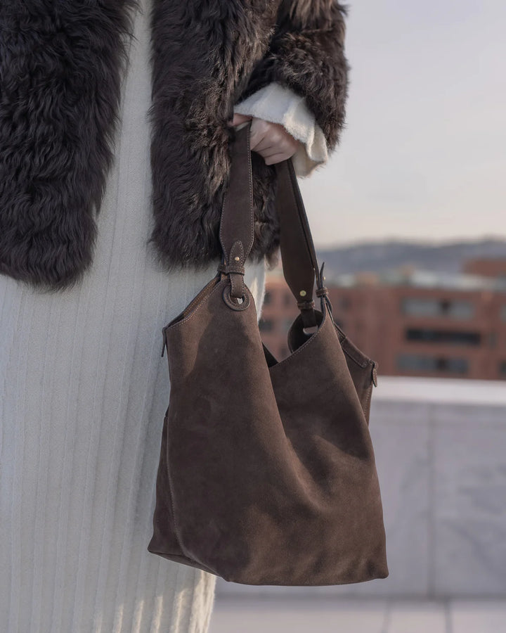 Soho Suede Tote Bag, Umber Suede