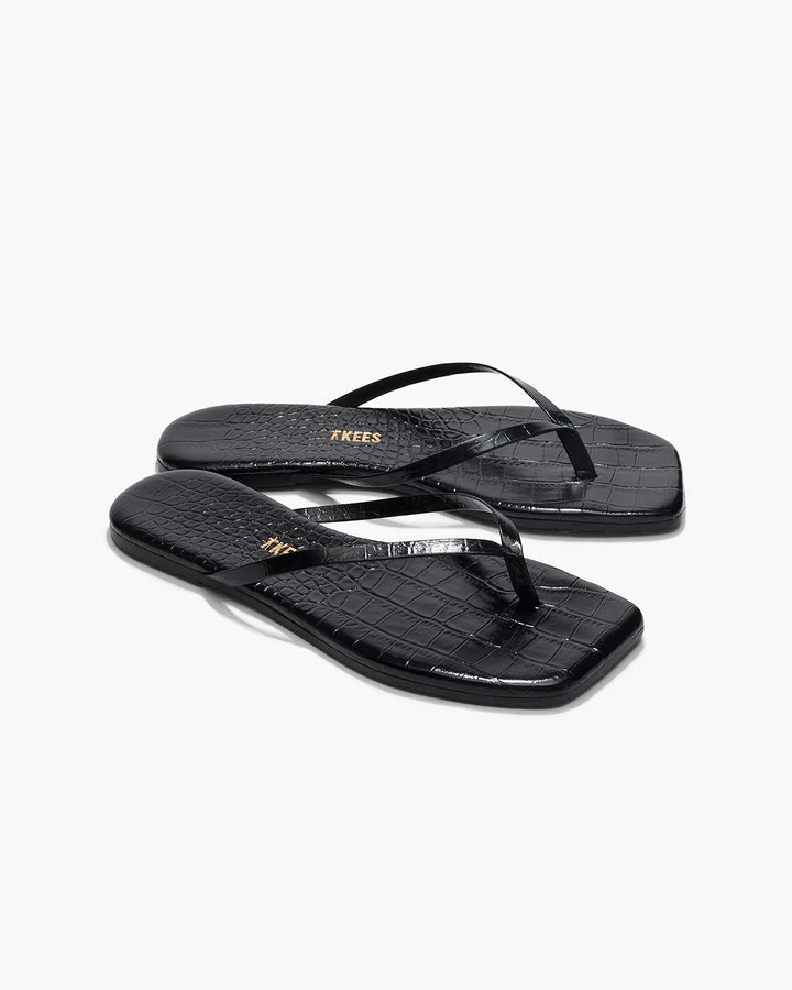 Lily Squere Toe, Croco Black