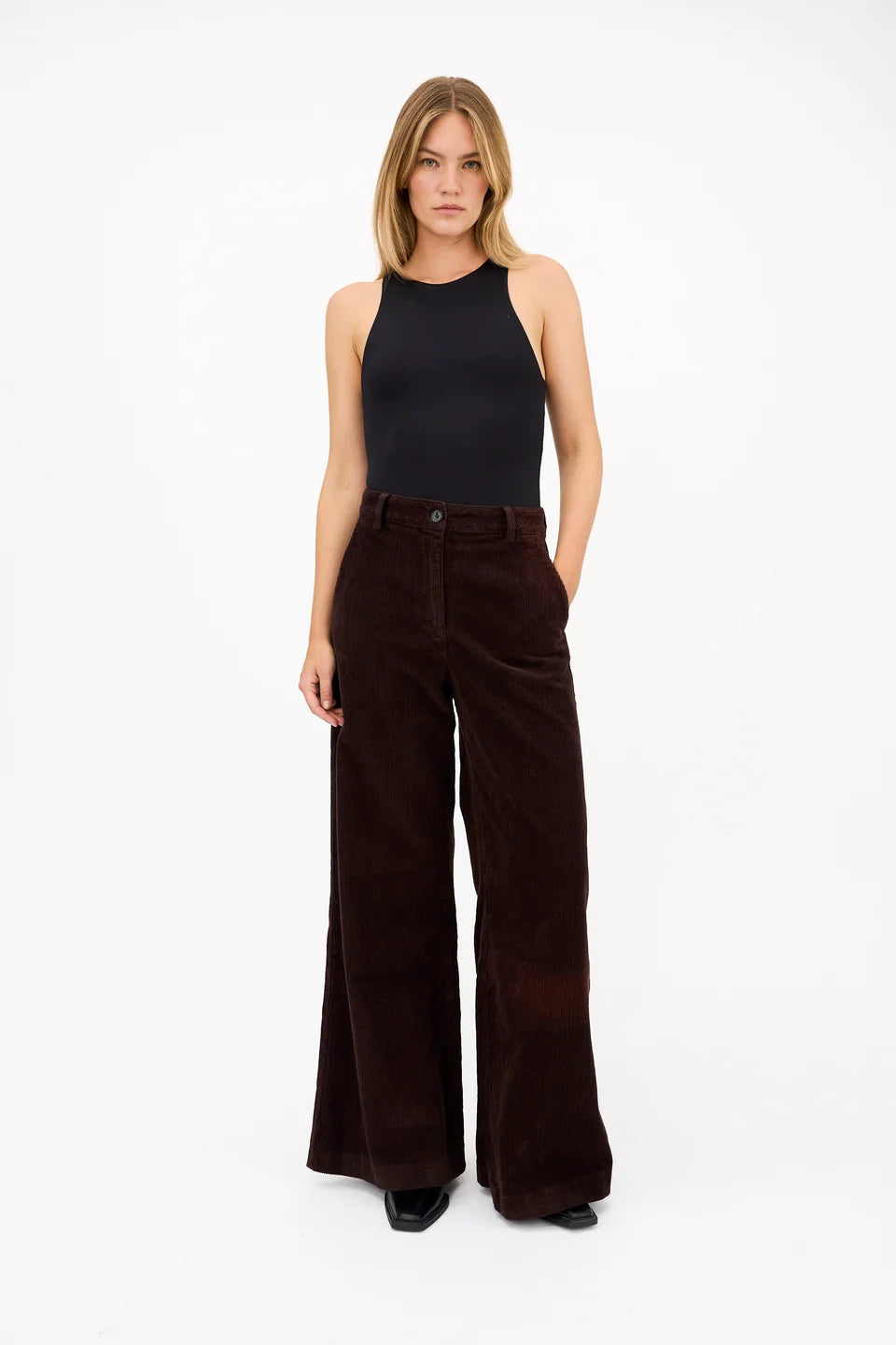 Ellen French Corduroy Pant - Black Coffee