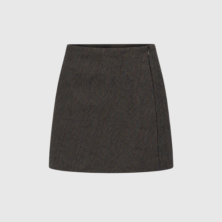 Louisa Wool Skirt - Brown Melange
