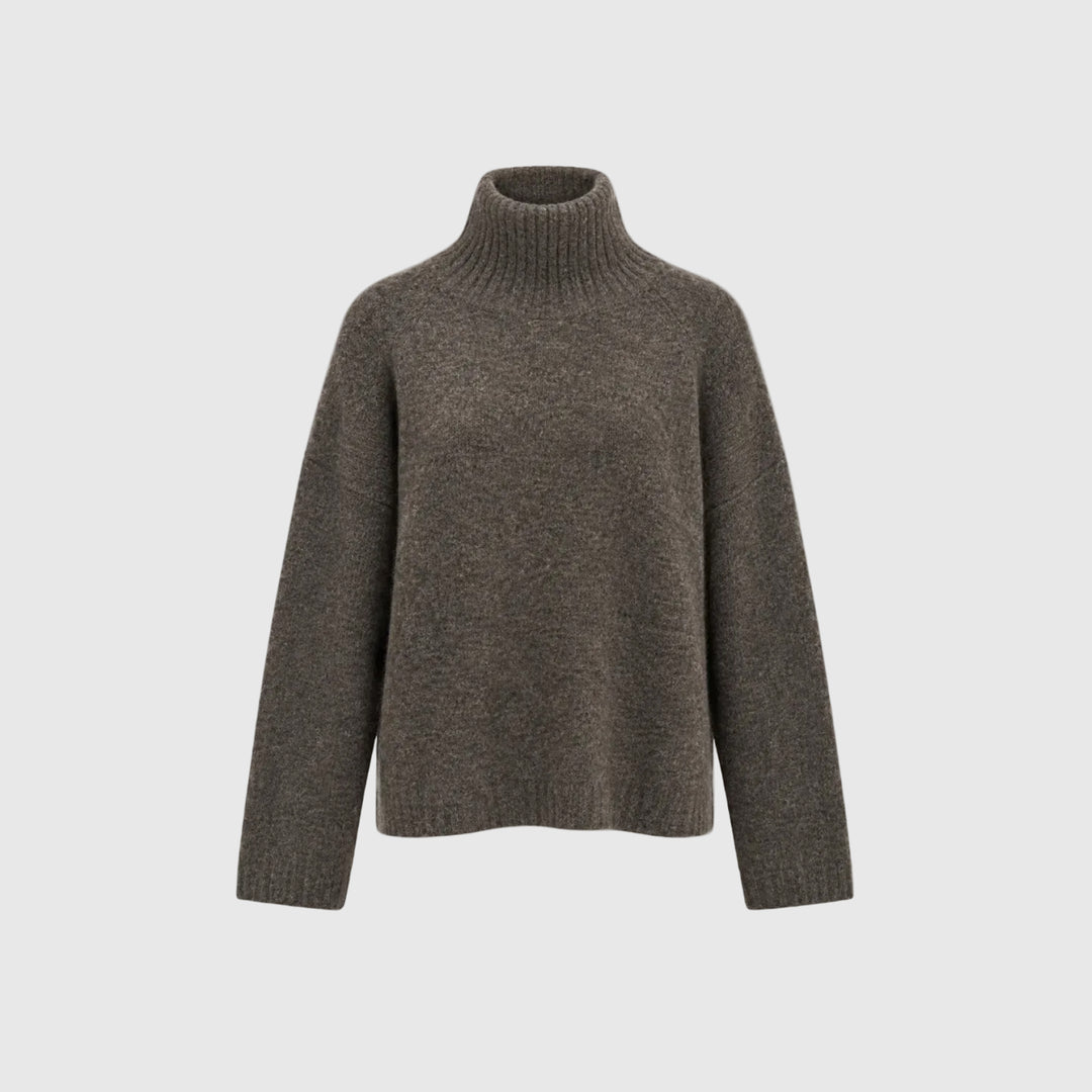 Sidsel T Neck Knit - Mole Melange
