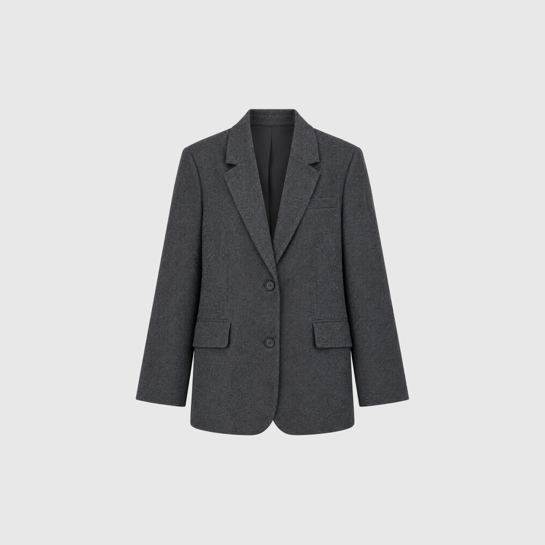 FORPÖNTUN / Solvej Wool Blazer - Houndstooth Grey