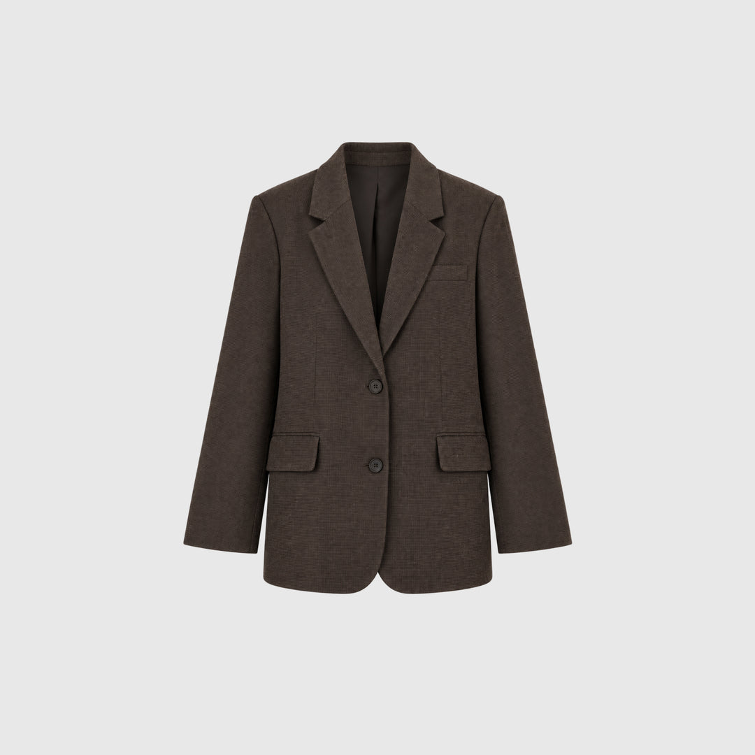 FORPÖNTUN / Solvej Wool Blazer - Houndstooth Brown