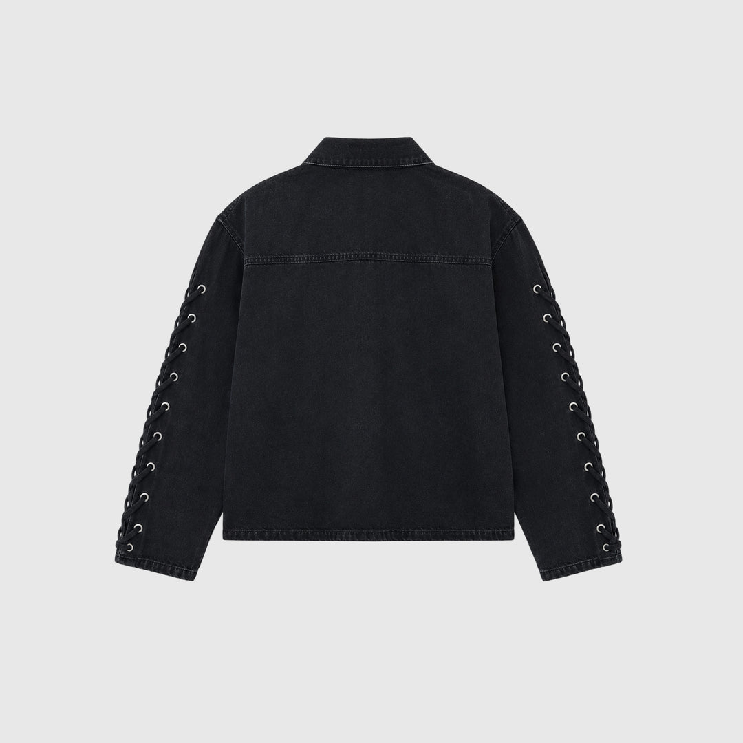 Kenzie Lace Denim Jacket - Washed Black