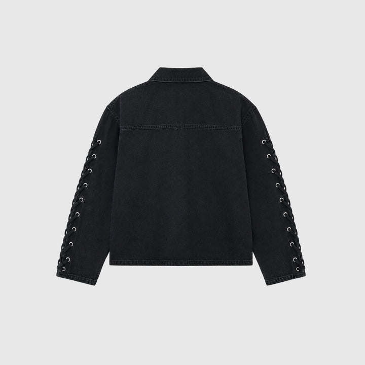 Kenzie Lace Denim Jacket - Washed Black