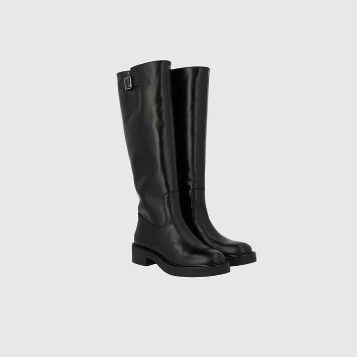Long Buckle Boots - Black