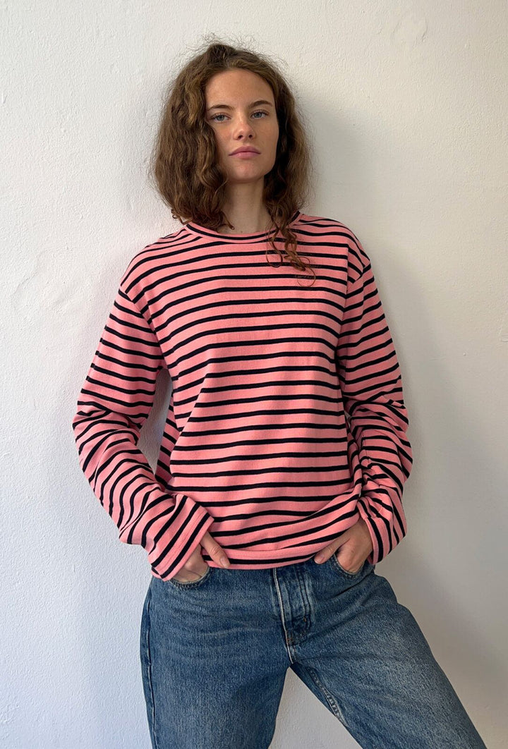 Nete Boii O-Neck Tee, Stripe Pink/Black