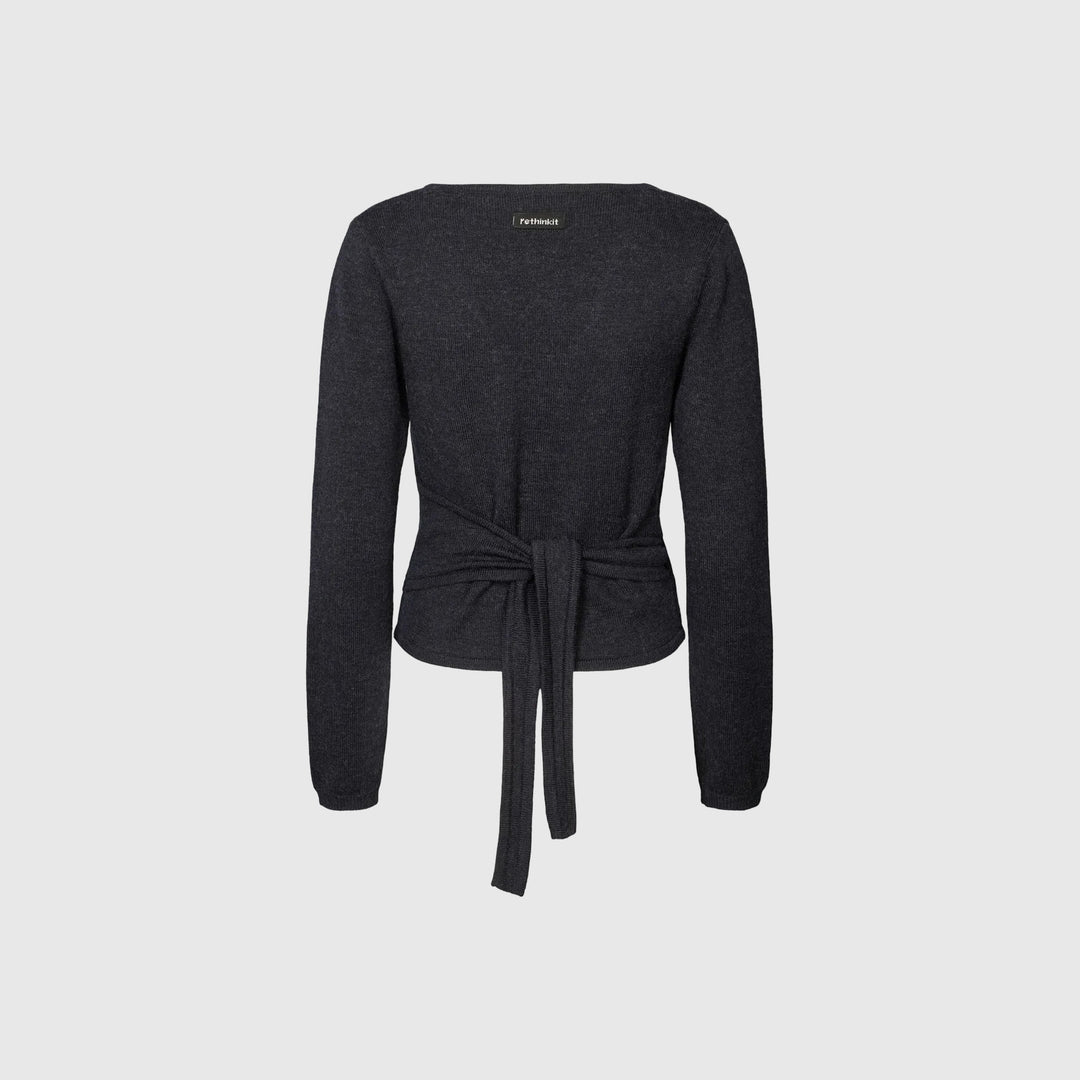 Wool Wrap Cardigan - Dark Navy Melange