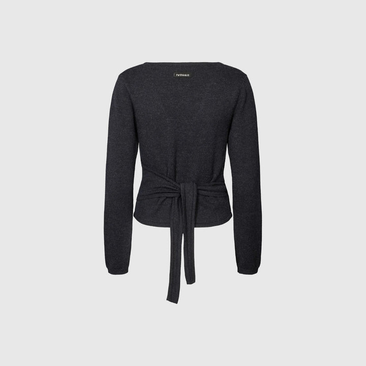 Wool Wrap Cardigan - Dark Navy Melange