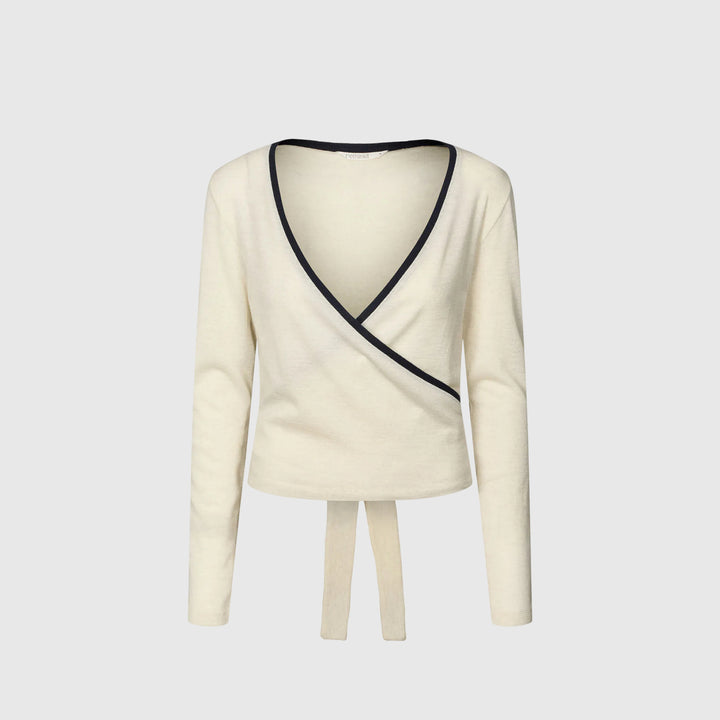 Merino Wool Wrap Cardigan - Eggshell