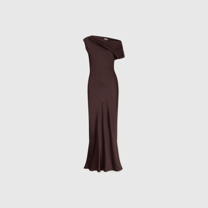 Vanessa Satin Dress - Mocha